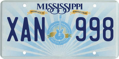 MS license plate XAN998