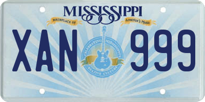 MS license plate XAN999