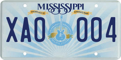 MS license plate XAO004
