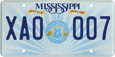 MS license plate XAO007