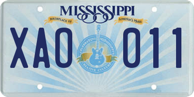 MS license plate XAO011
