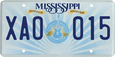 MS license plate XAO015