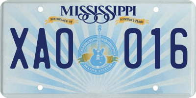 MS license plate XAO016