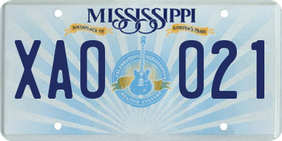 MS license plate XAO021