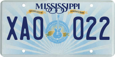 MS license plate XAO022