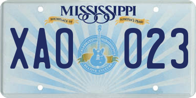 MS license plate XAO023