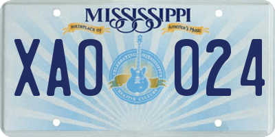MS license plate XAO024