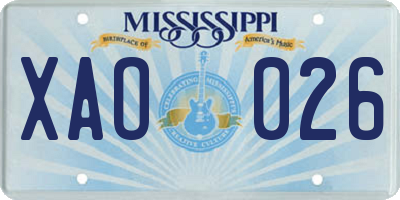 MS license plate XAO026