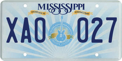 MS license plate XAO027