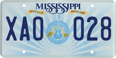 MS license plate XAO028