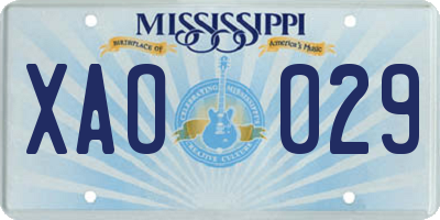 MS license plate XAO029