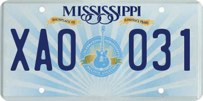 MS license plate XAO031