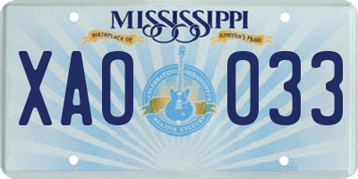 MS license plate XAO033