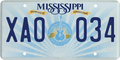 MS license plate XAO034