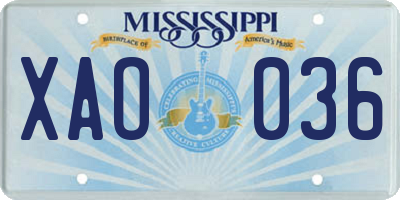 MS license plate XAO036