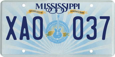 MS license plate XAO037