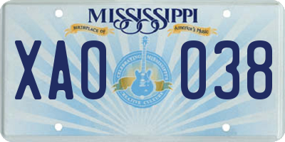 MS license plate XAO038
