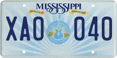 MS license plate XAO040