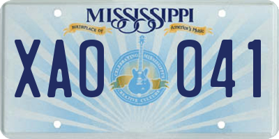 MS license plate XAO041