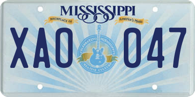 MS license plate XAO047
