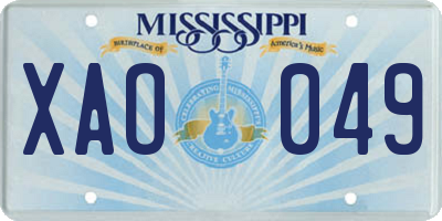 MS license plate XAO049