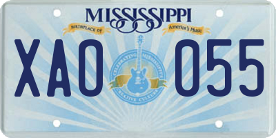 MS license plate XAO055