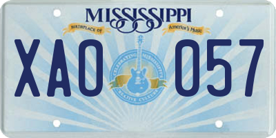 MS license plate XAO057