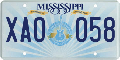 MS license plate XAO058