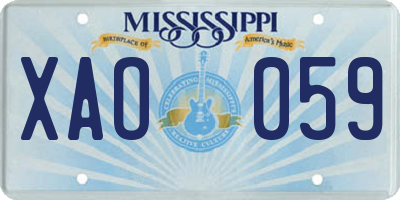 MS license plate XAO059