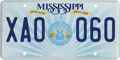 MS license plate XAO060