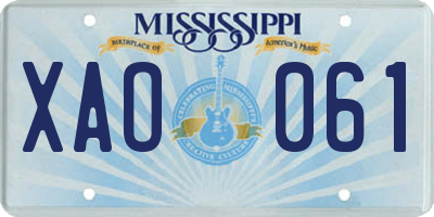 MS license plate XAO061