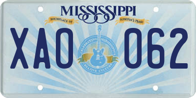 MS license plate XAO062