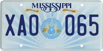 MS license plate XAO065
