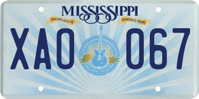 MS license plate XAO067