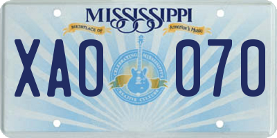 MS license plate XAO070