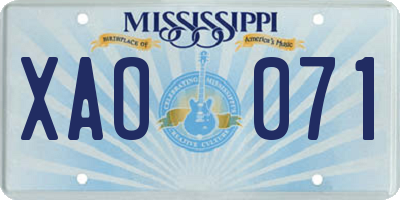 MS license plate XAO071