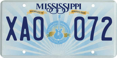 MS license plate XAO072