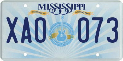 MS license plate XAO073