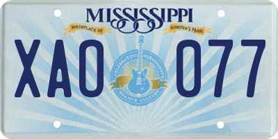MS license plate XAO077