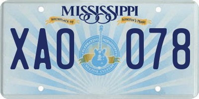 MS license plate XAO078