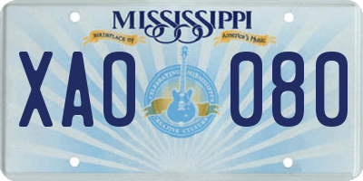 MS license plate XAO080