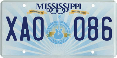 MS license plate XAO086