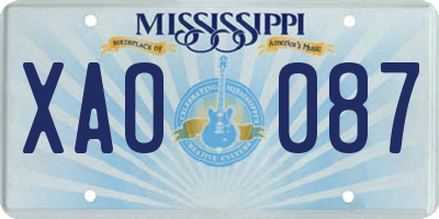 MS license plate XAO087