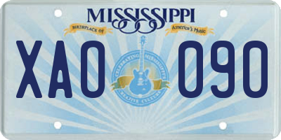 MS license plate XAO090