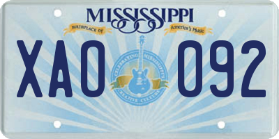 MS license plate XAO092