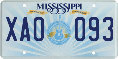 MS license plate XAO093