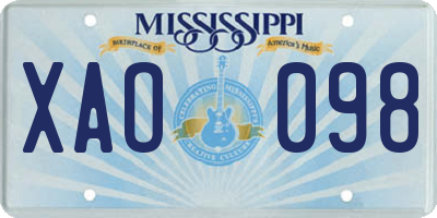MS license plate XAO098