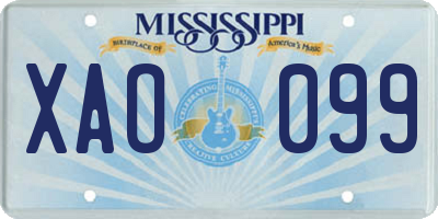 MS license plate XAO099