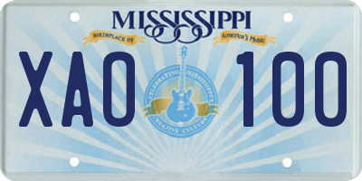 MS license plate XAO100