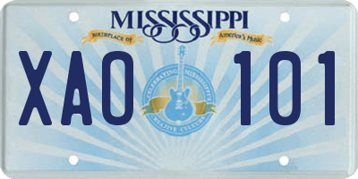 MS license plate XAO101